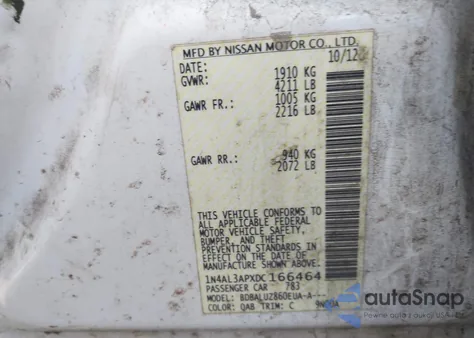 2013 Nissan Altima 2.5 Sv from USA, damaged, VIN 1N4AL3APXDC166464